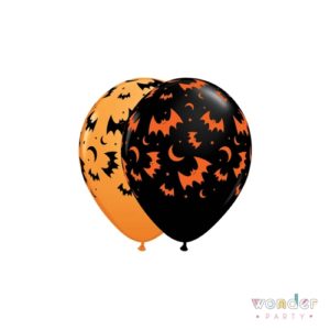 Globo látex naranja murciélagos negros