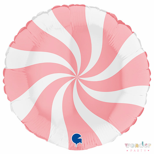 Globo foil candy rosa pastel y blanco